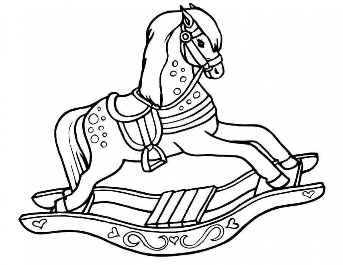 Amazing rocking horse coloring page