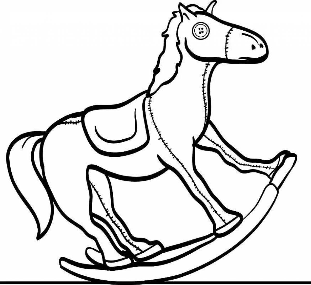 Shiny rocking horse coloring book