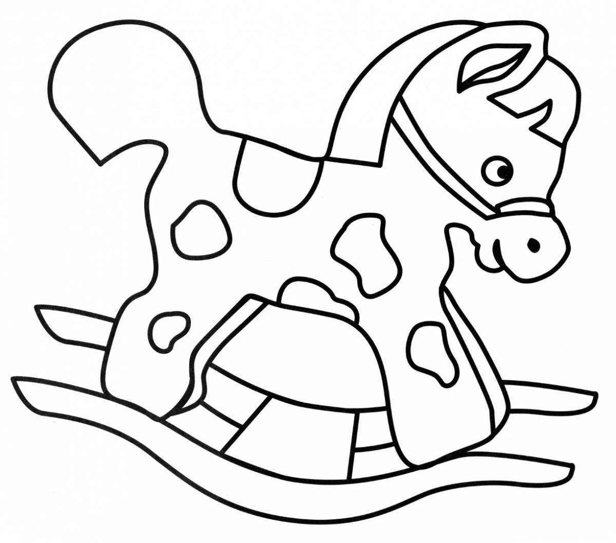 Раскраска сияющая лошадка-качалка