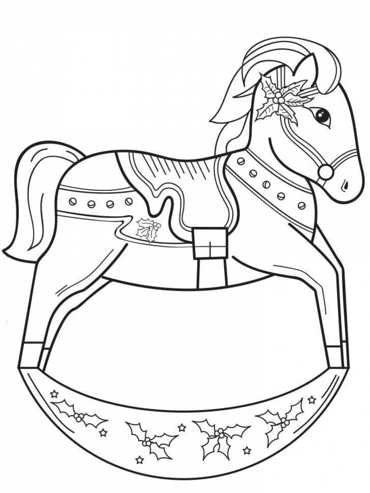 Coloring page gorgeous rocking horse