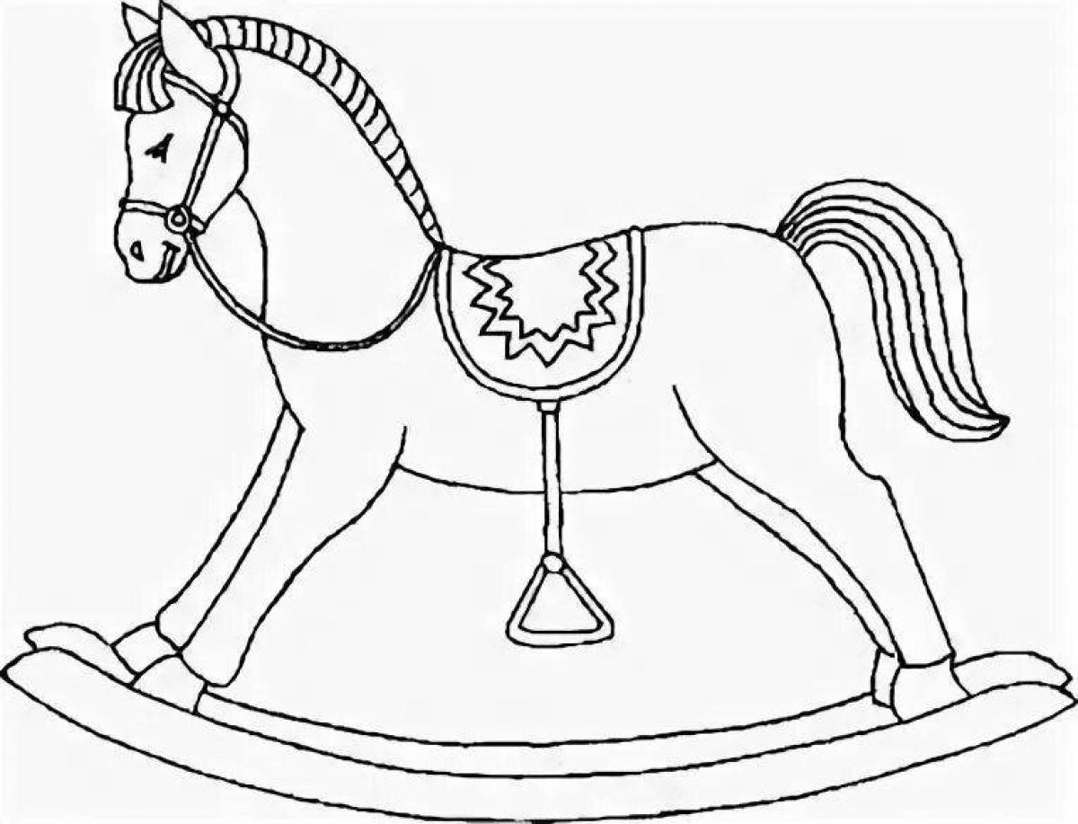 Animated rocking horse coloring page