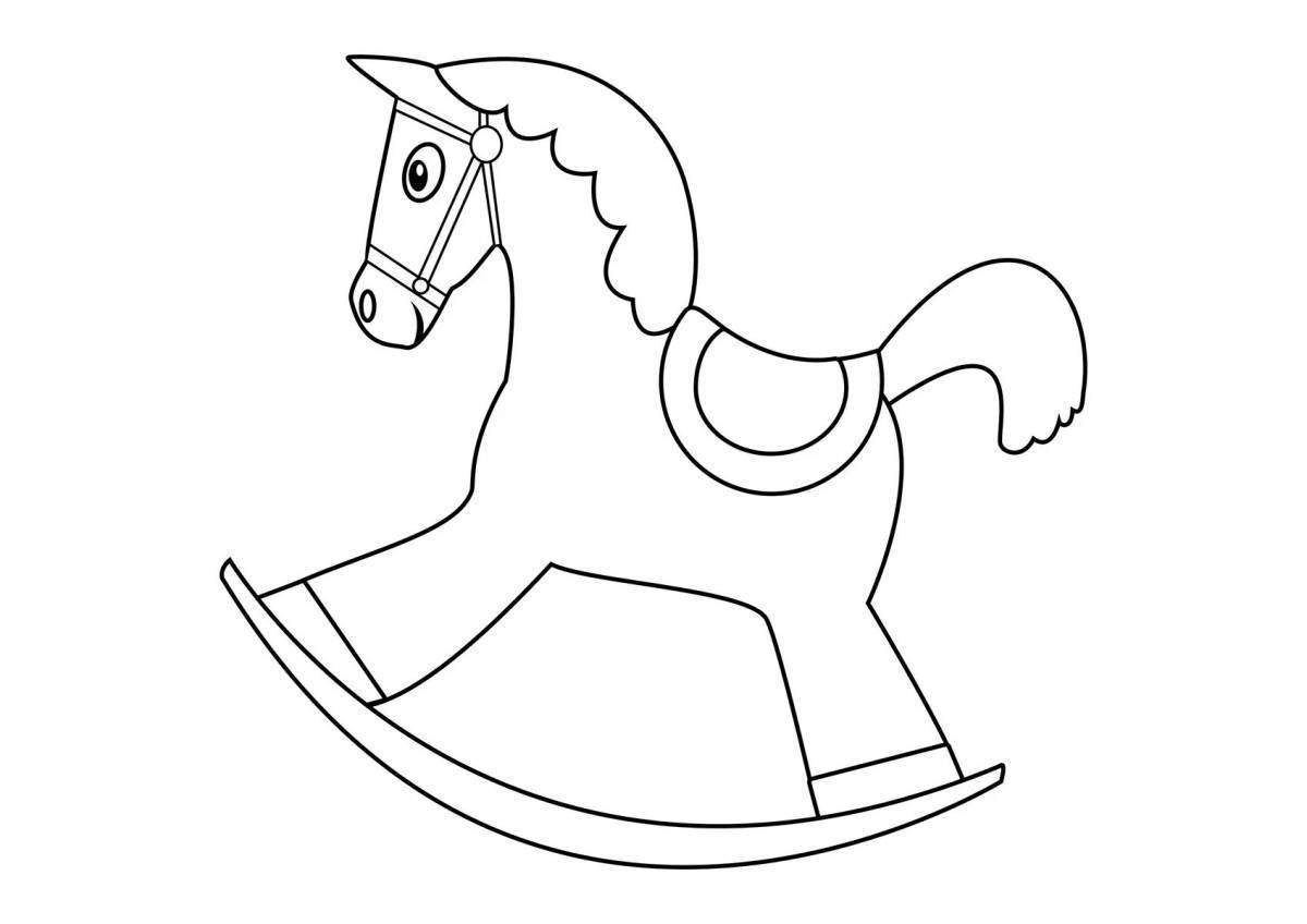 Colorful rocking horse coloring book