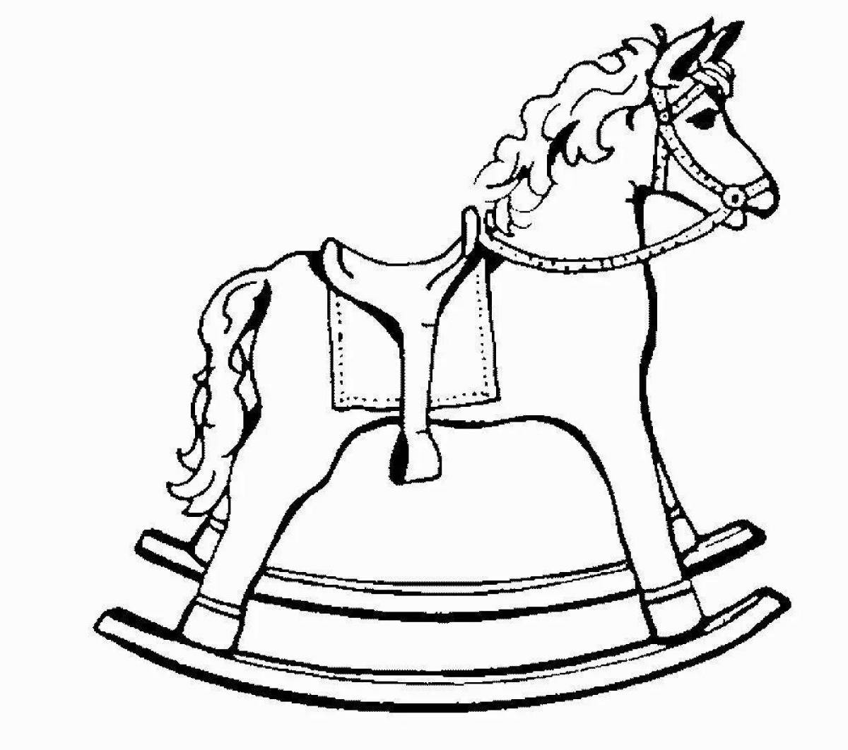Colored explosive rocking horse coloring book