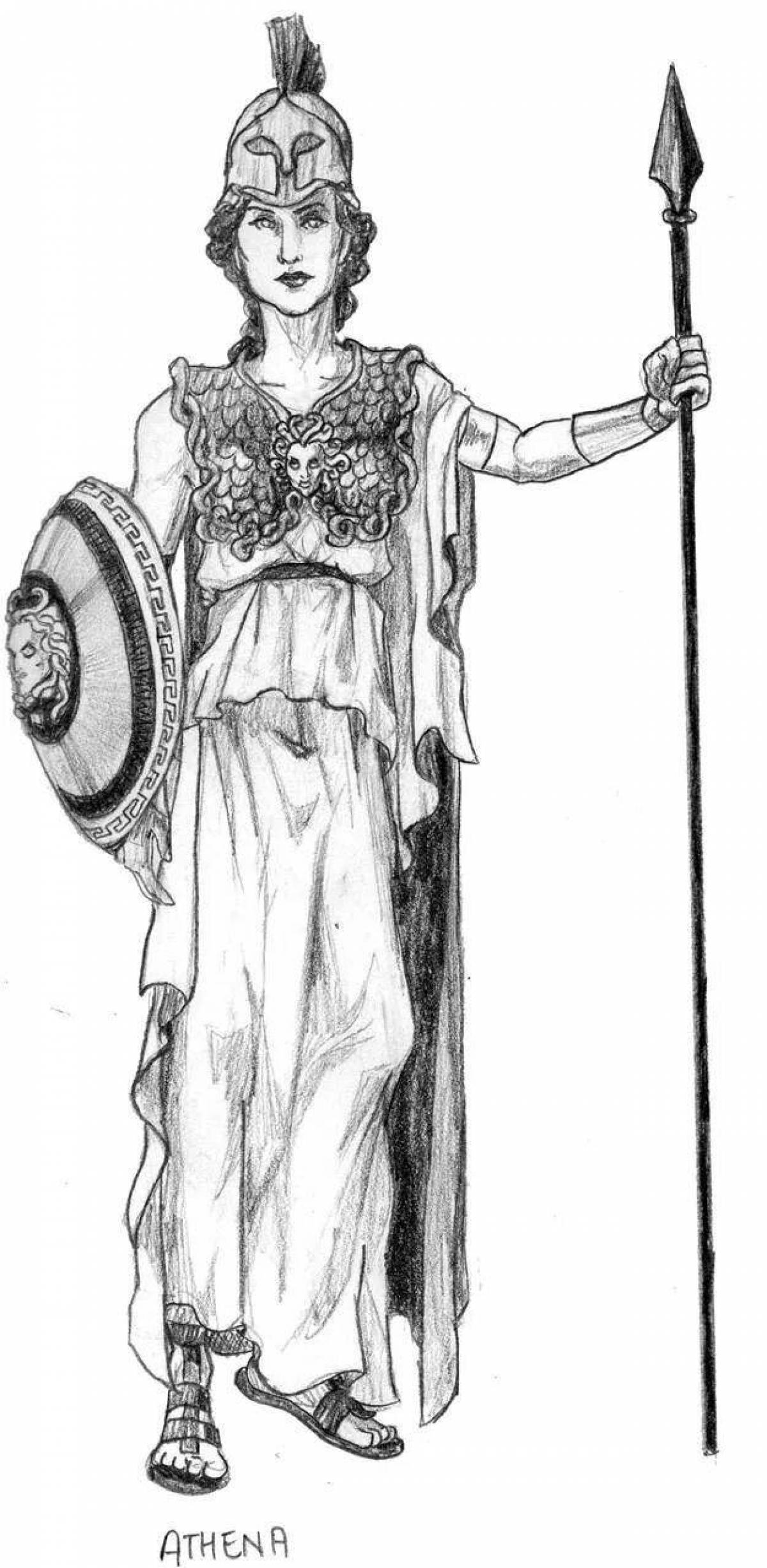 Gorgeous goddess athena coloring page