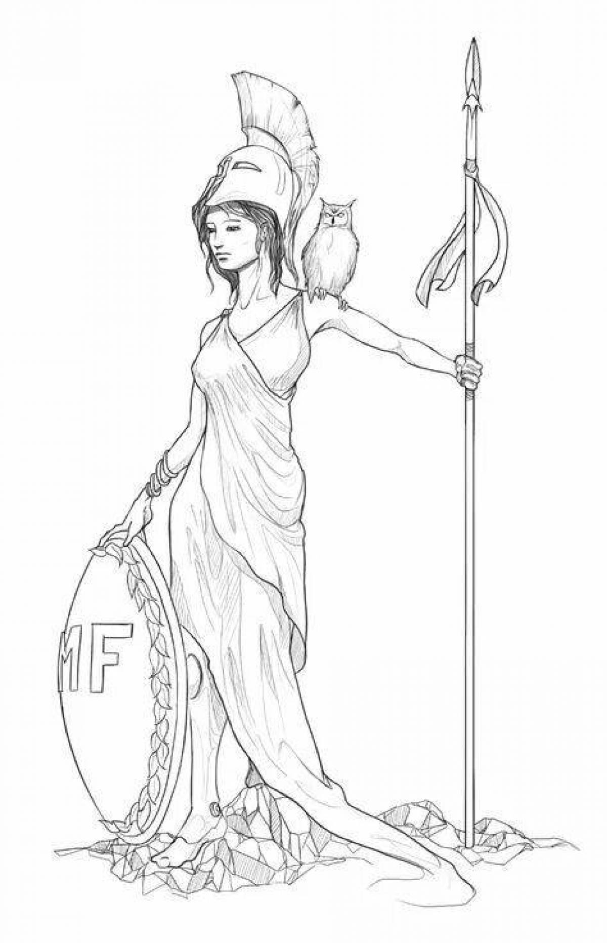 Great goddess athena coloring page