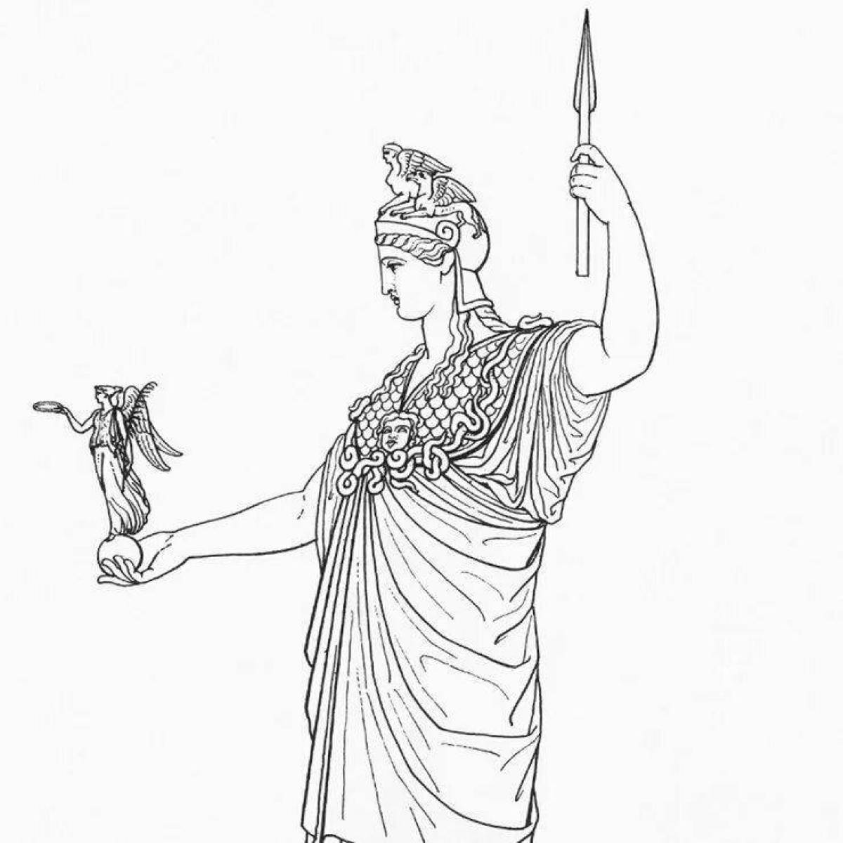 Coloring page divine goddess athena