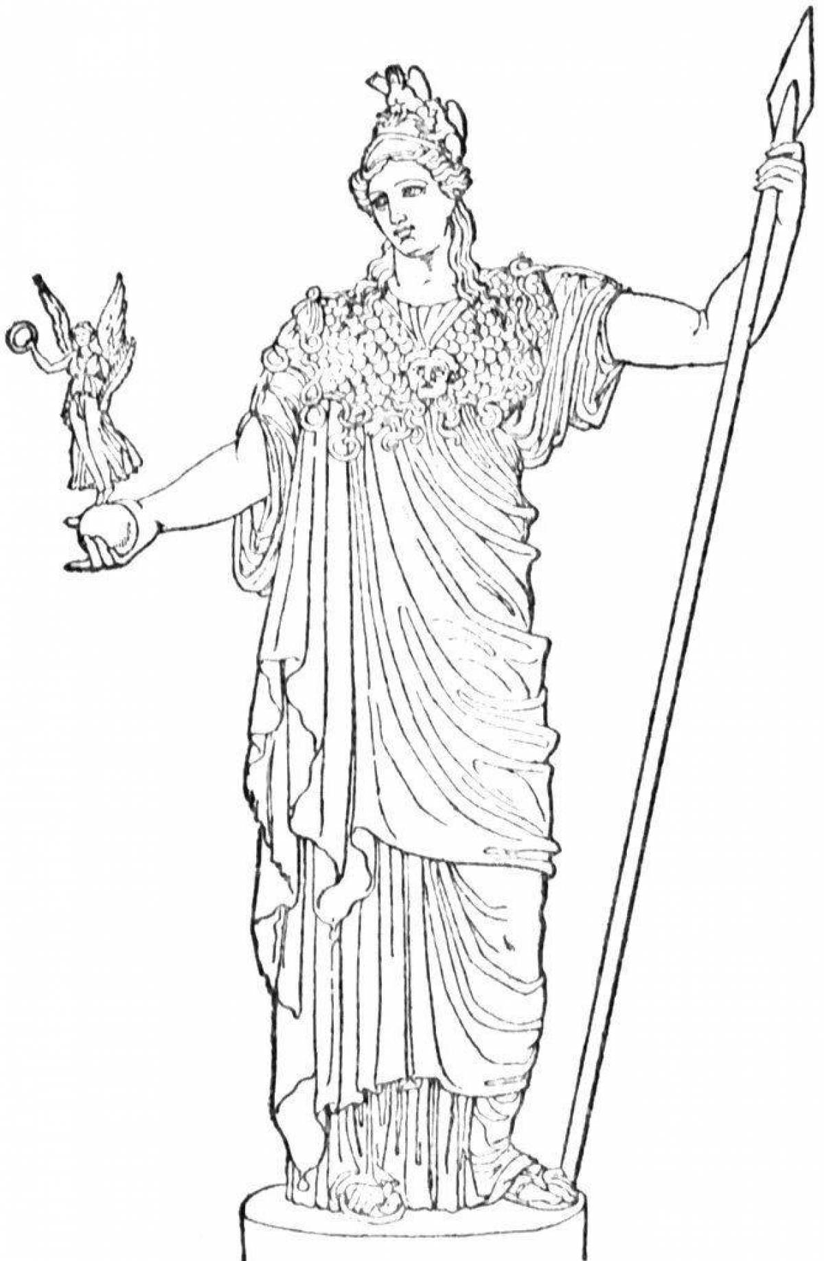 Coloring page elegant goddess athena