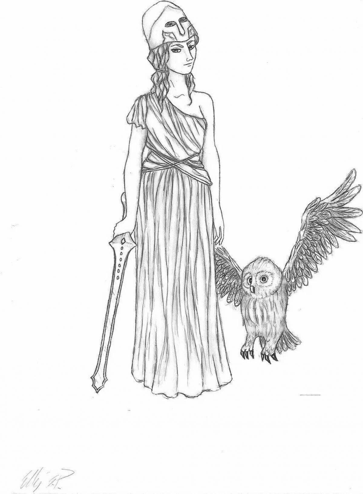 Delicate goddess athena coloring page