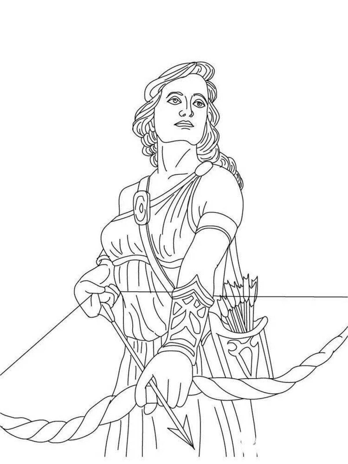 Vibrant goddess athena coloring page