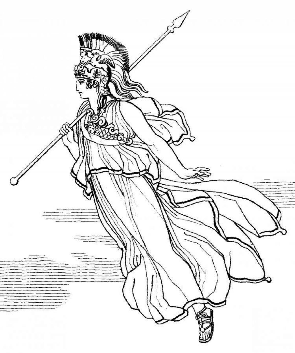 Coloring book glowing goddess athena