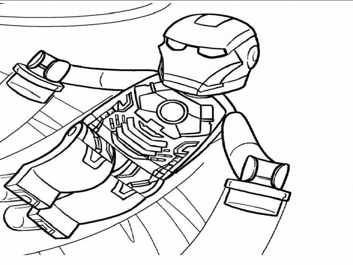 Colorful lego man coloring page