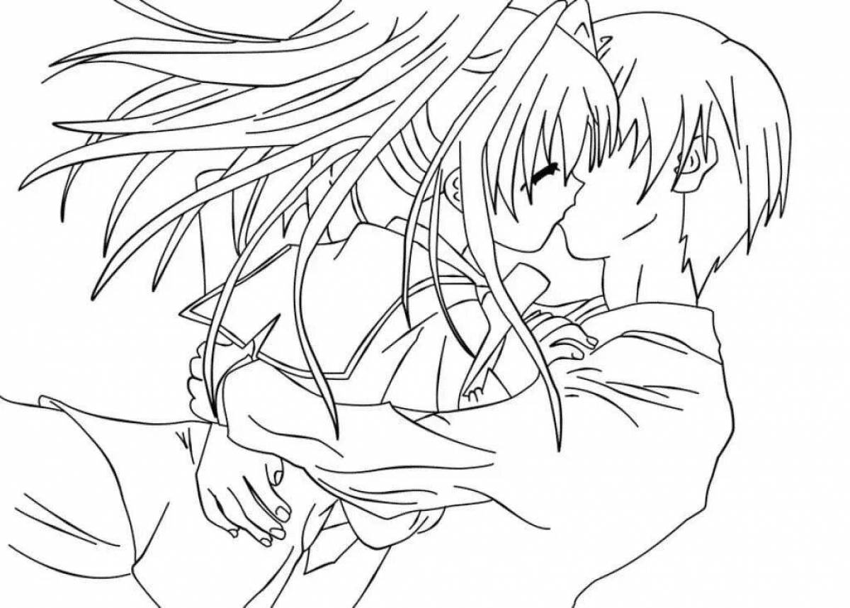 Cute anime print coloring page
