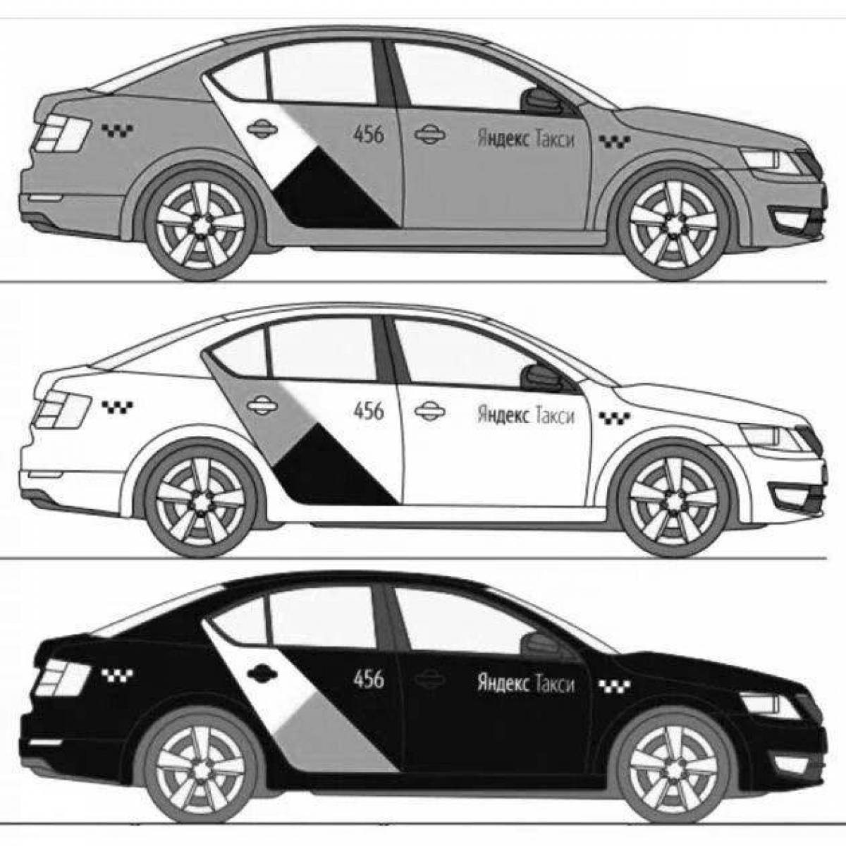 Yandex taxi glowing coloring page