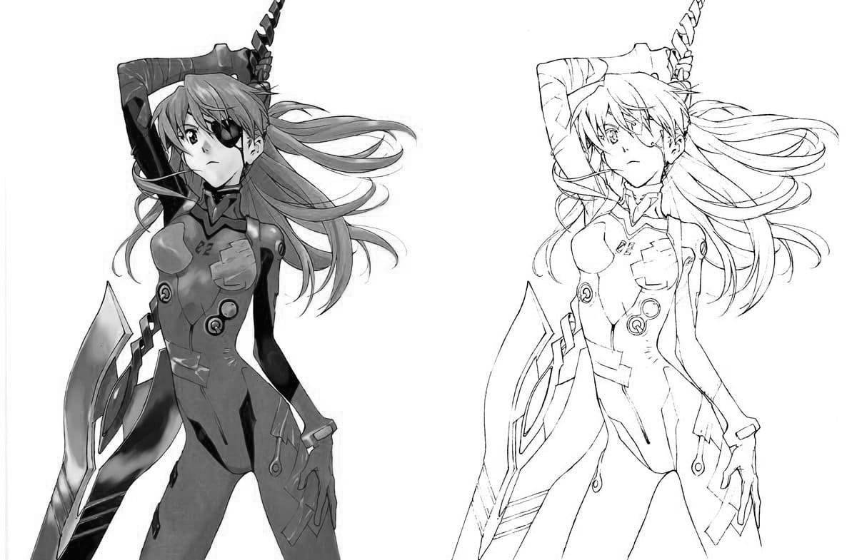 Colorful evangelion aska coloring page