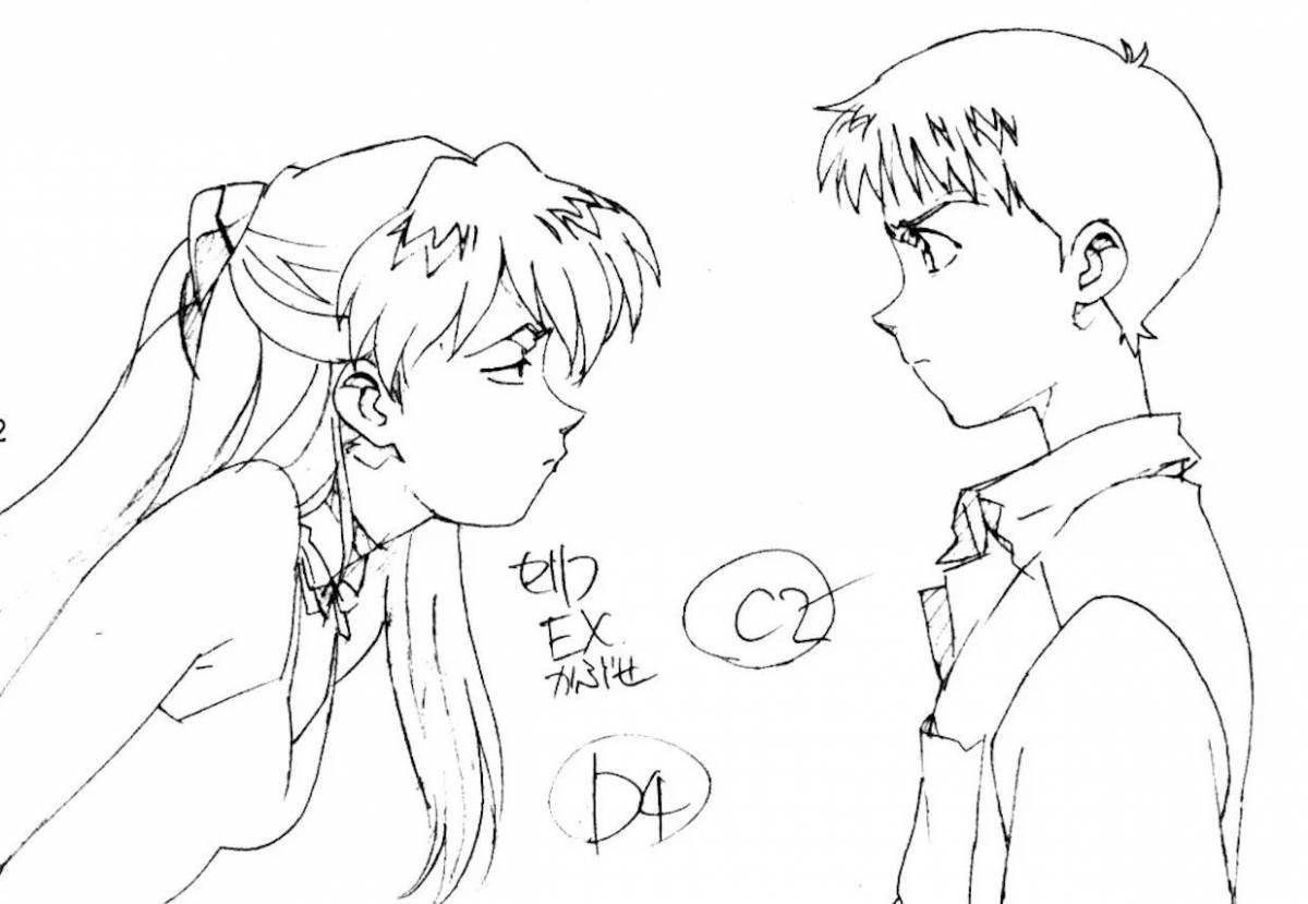 Vibrant evangelion asuka coloring page