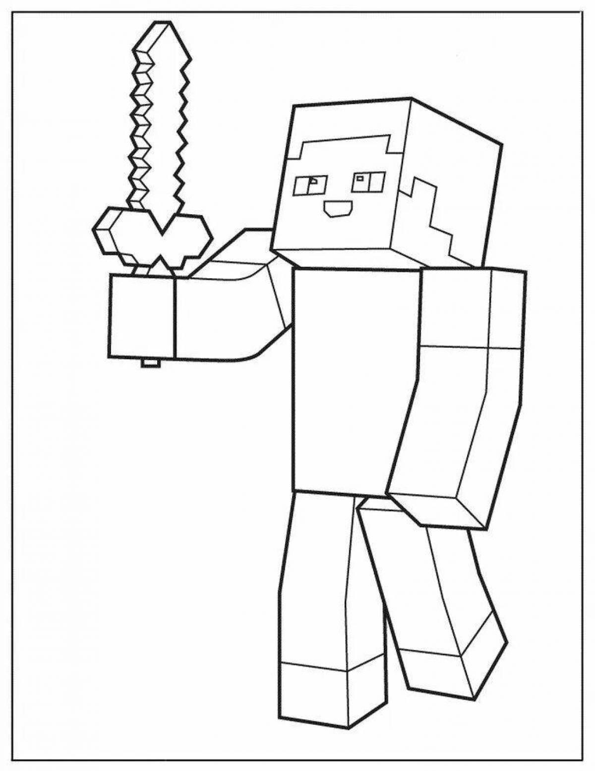 Exciting coloring minecraft men