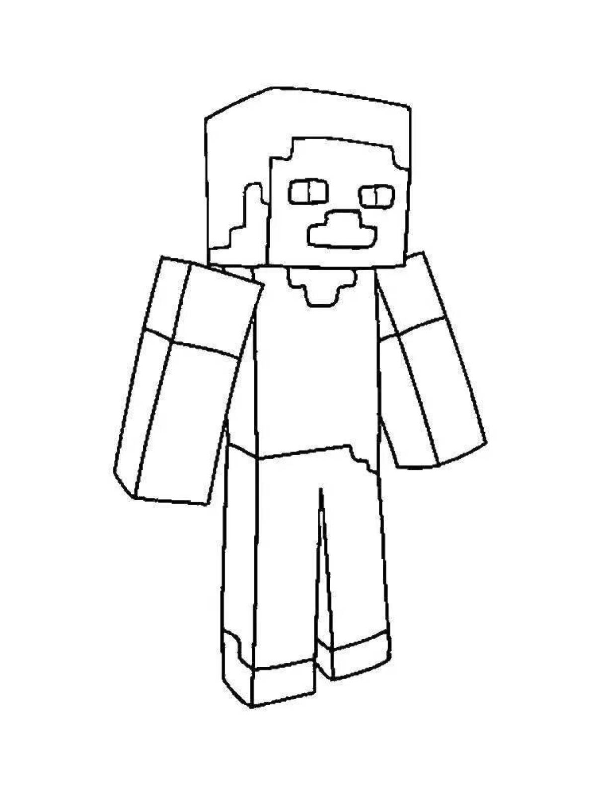 Minecraft coloring pages for men with crazy colors