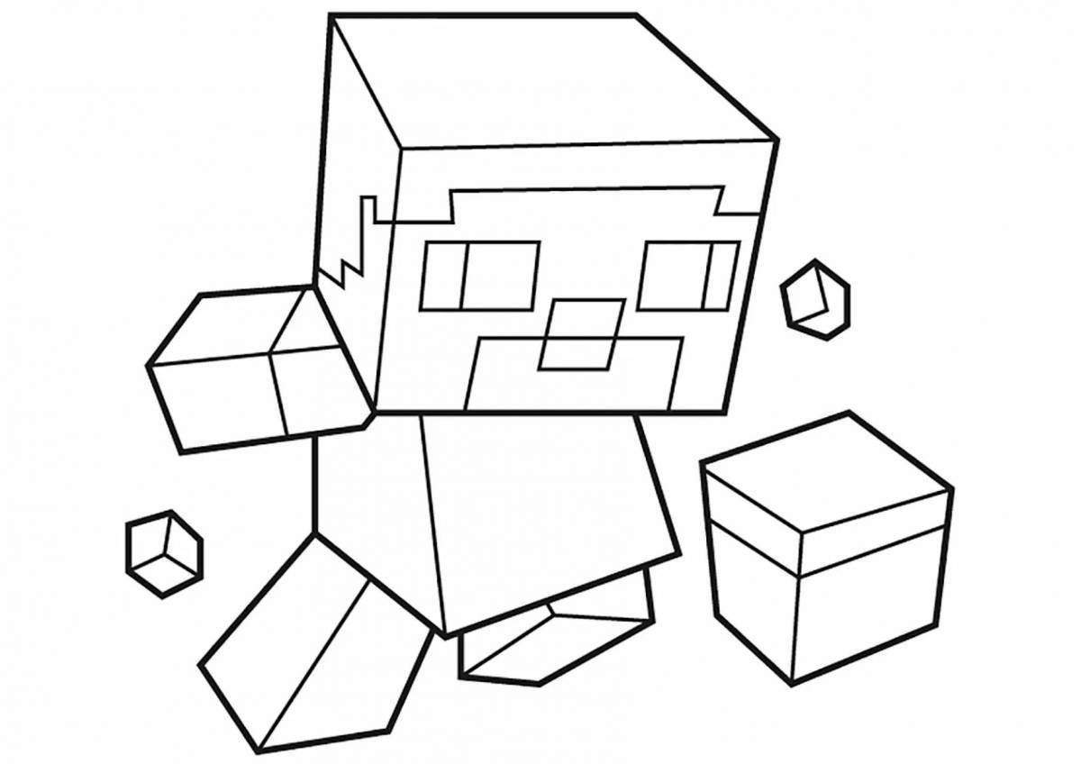 Color-frenzy minecraft men coloring page