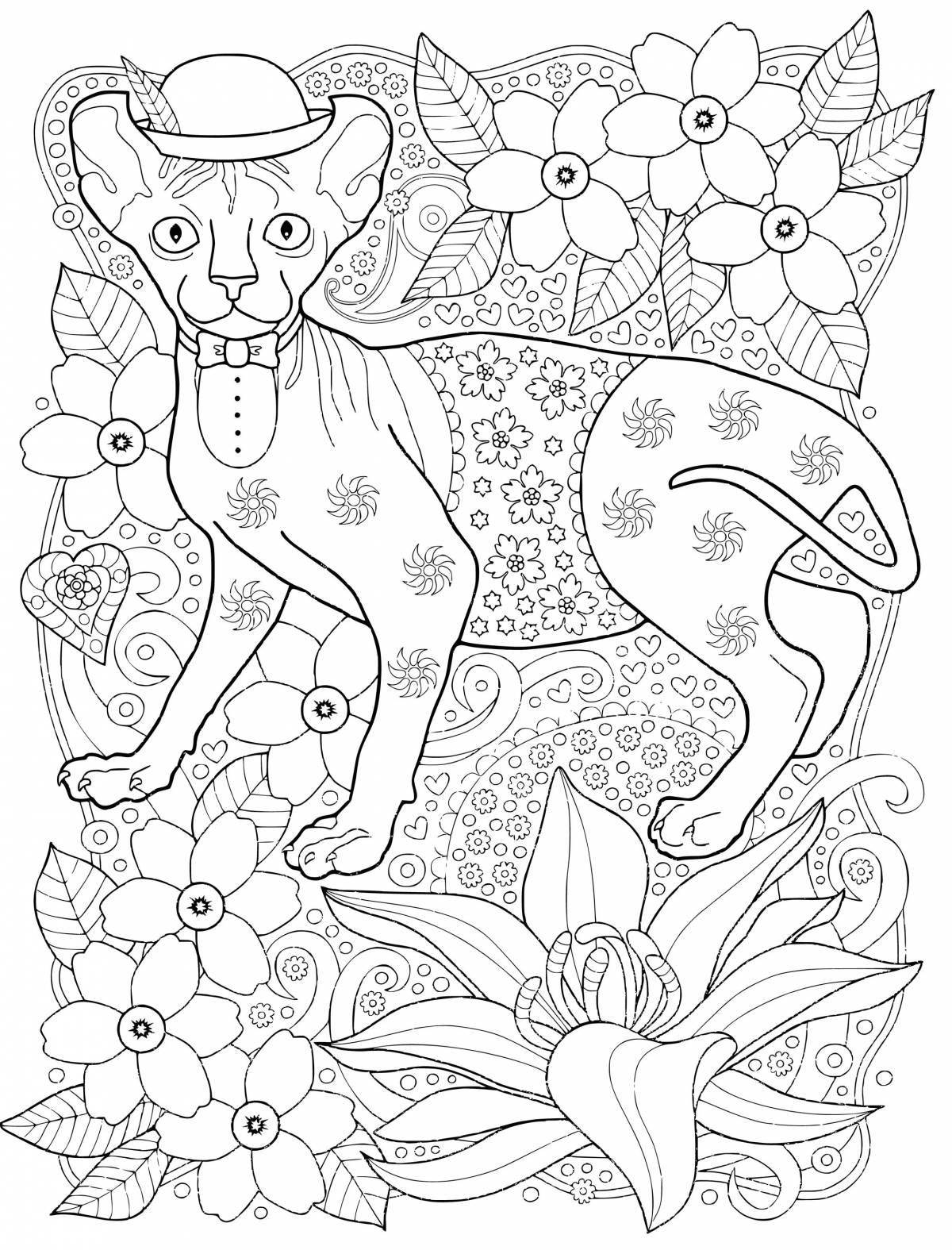 Coloring page playful sphinx cat