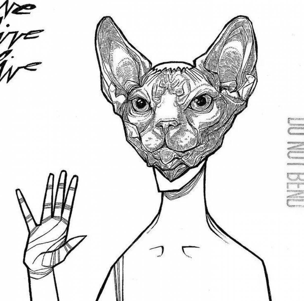 Sphynx cat coloring page