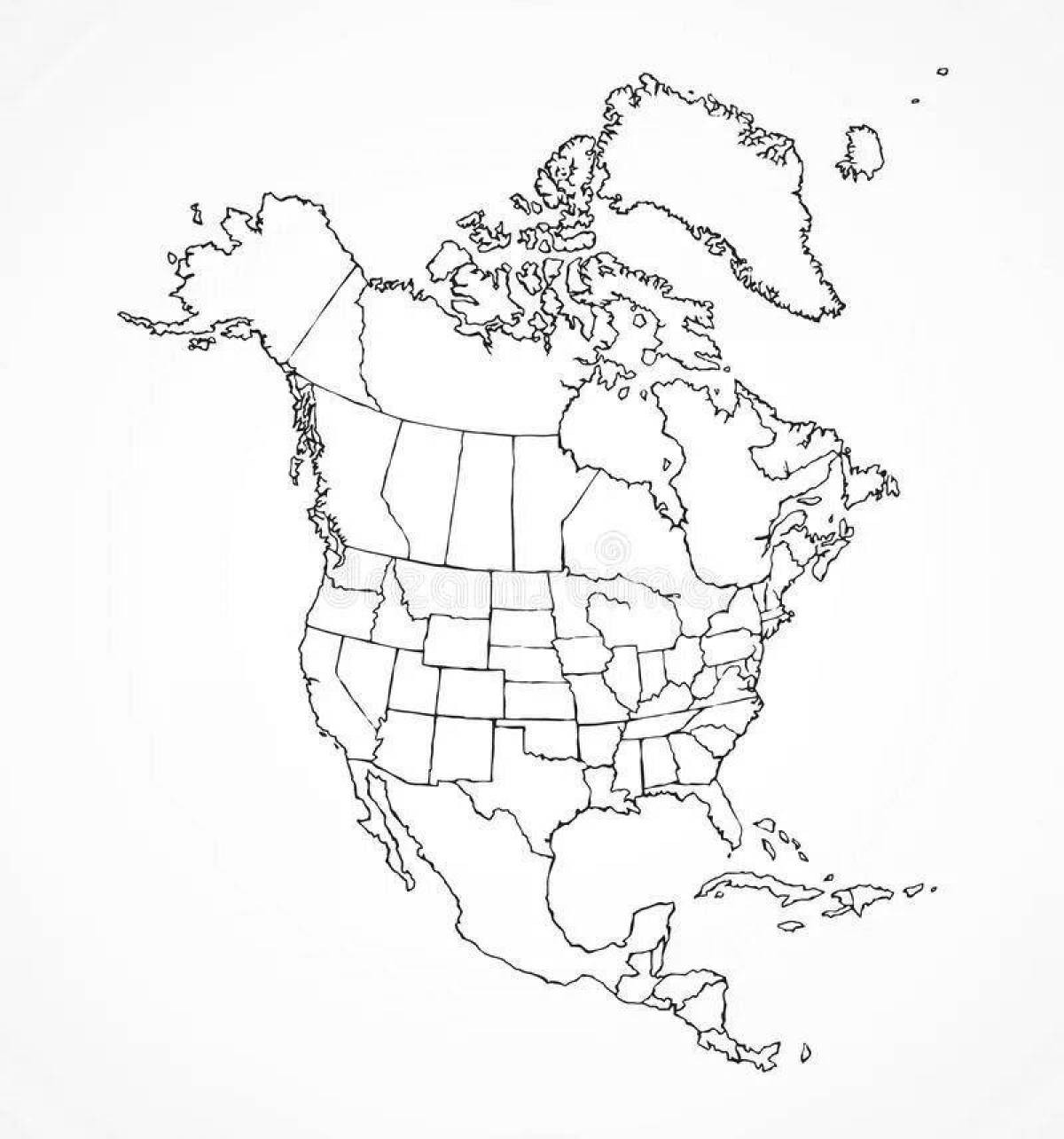 Detailed coloring of North America