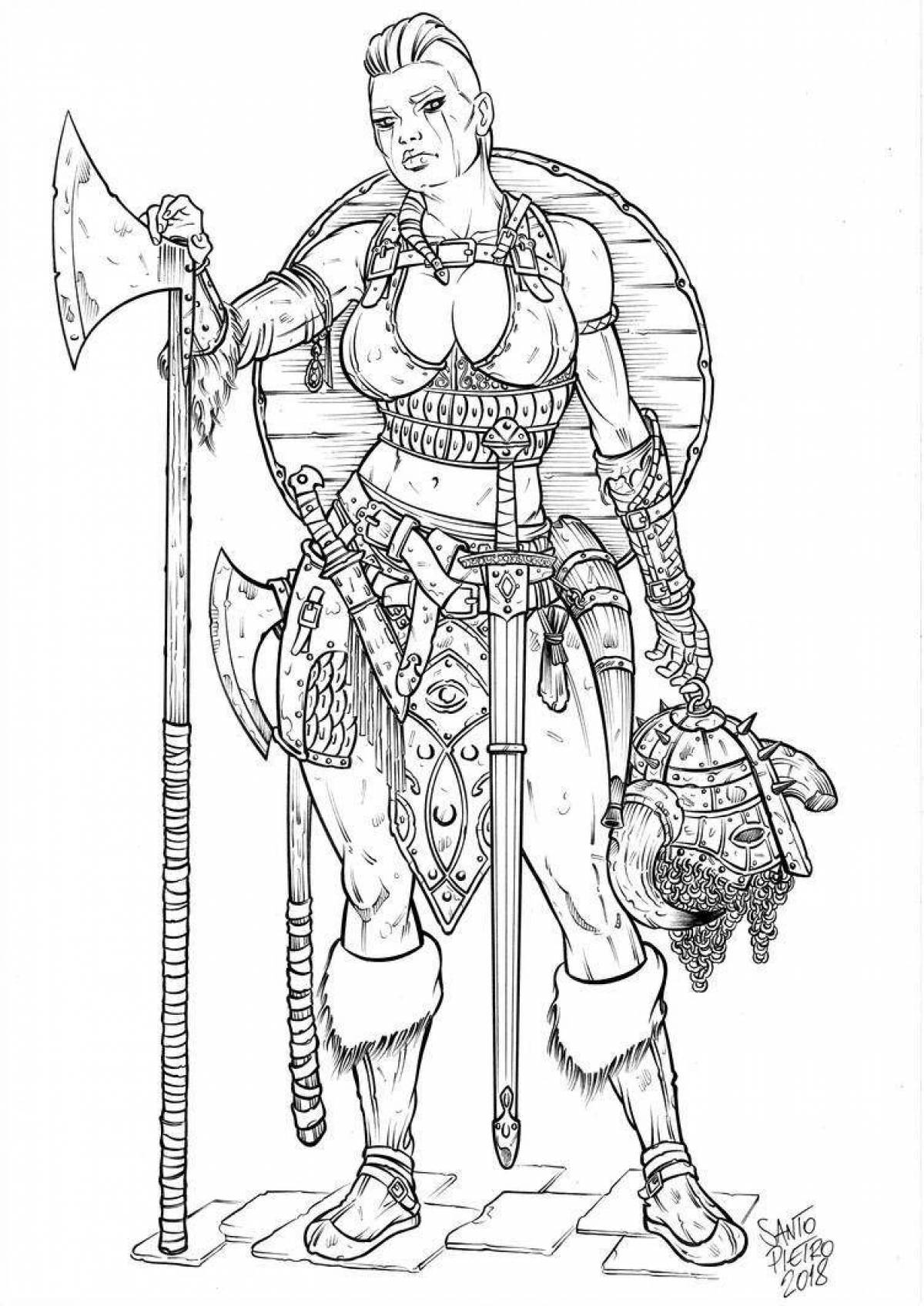 Viking fierce battle coloring page