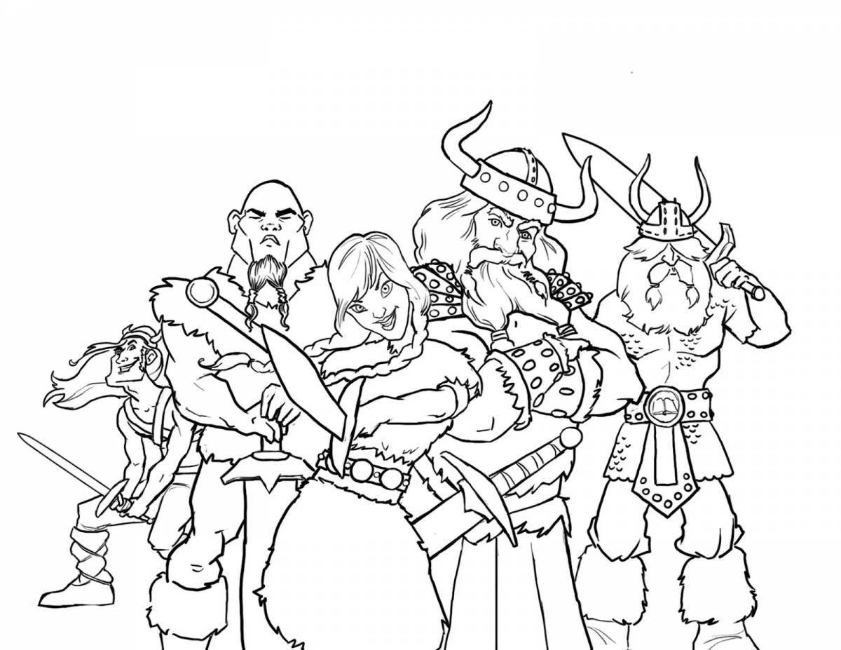 Viking courageous battle coloring page