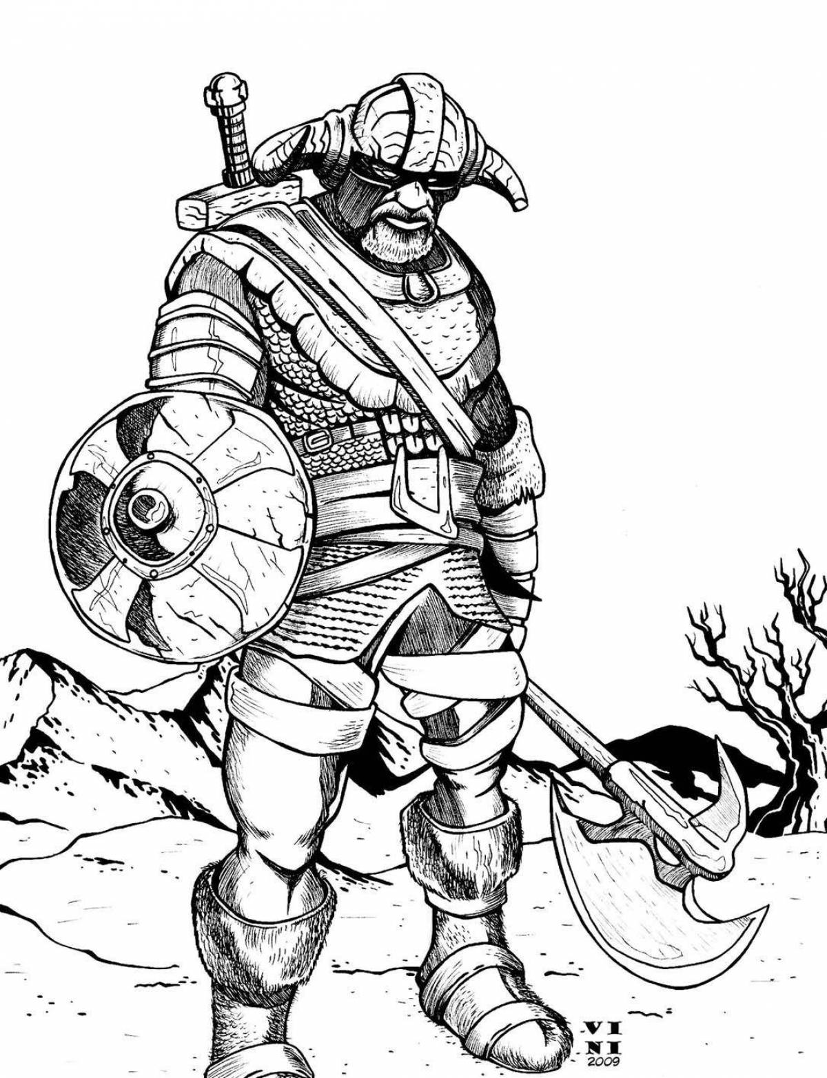 Viking never-ending battle coloring page