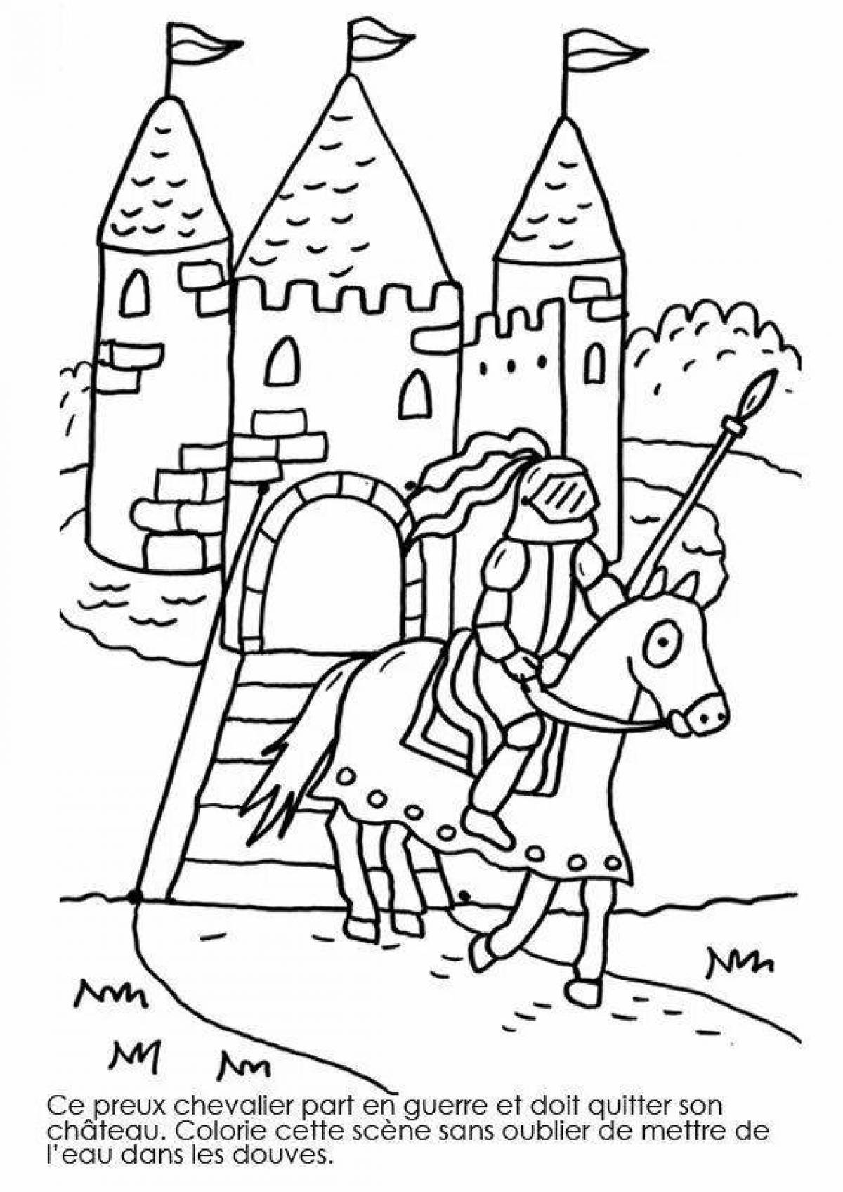 Glorious knight's castle coloring page