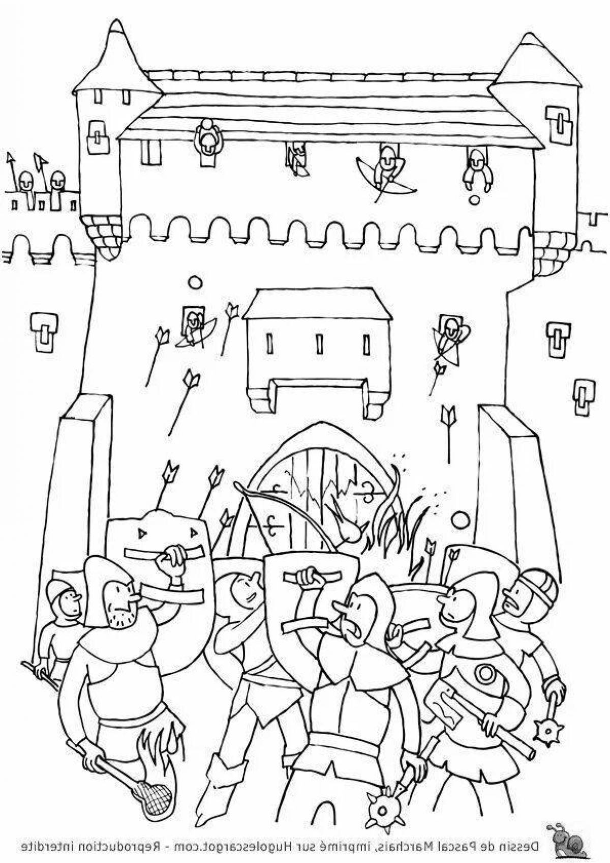 Coloring book royal knight's castle