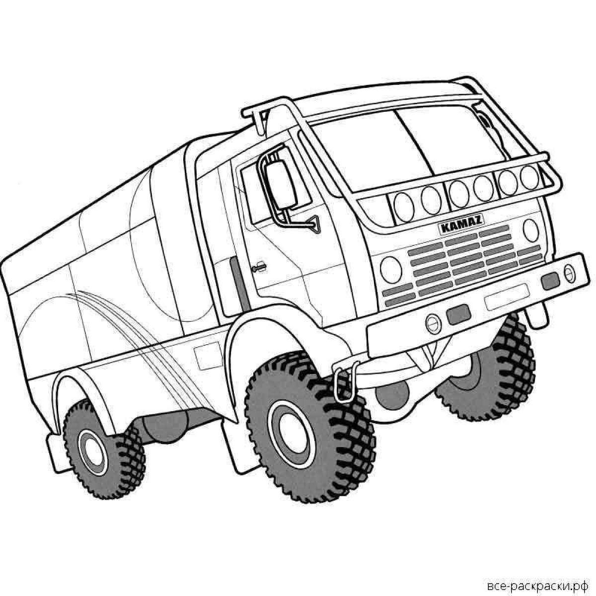 KAMAZ funny coloring book for boys