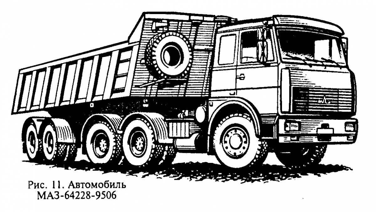 Fancy kamaz coloring book for boys