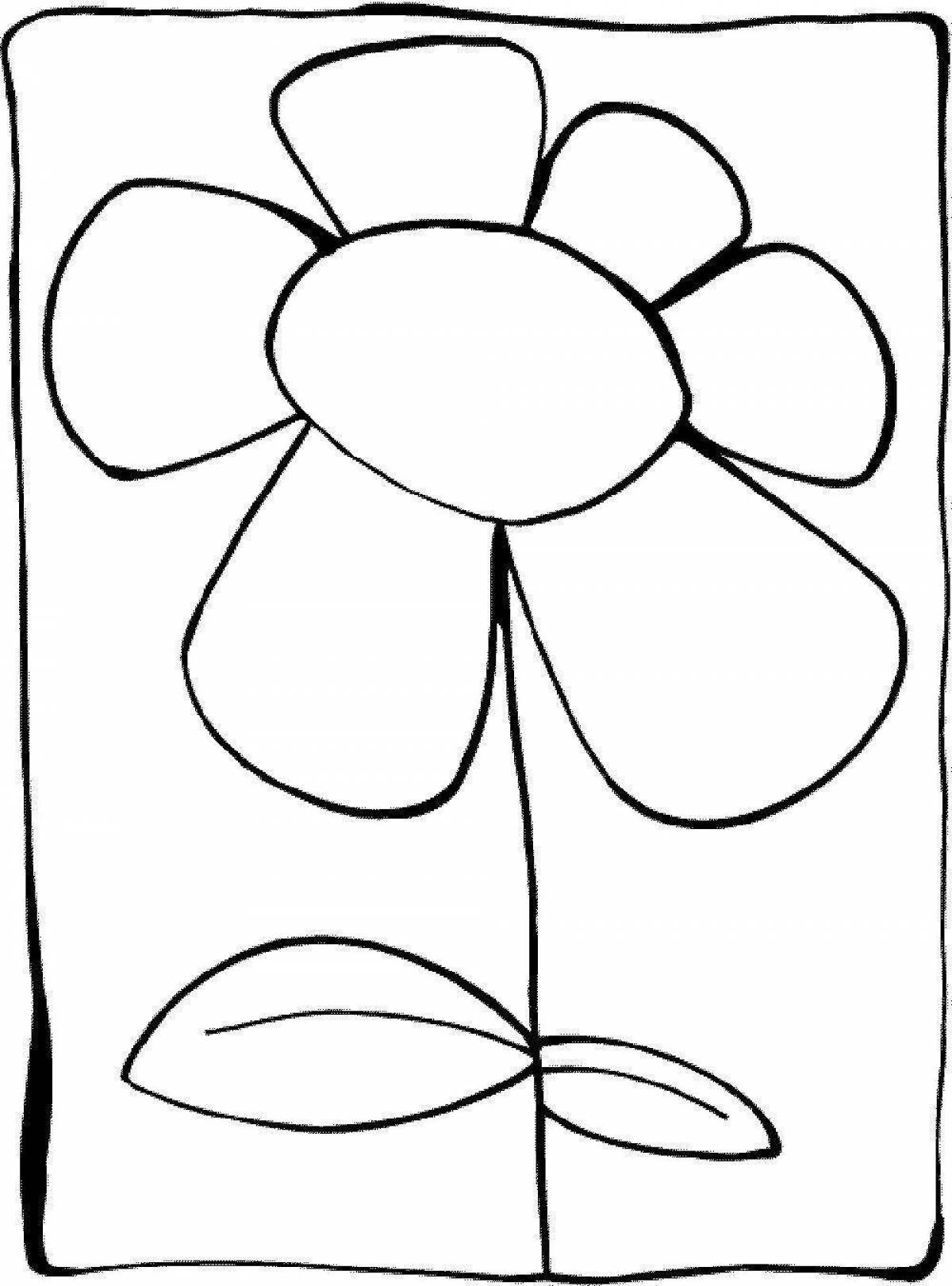Яркая раскраска цветок-шаблон с семью цветами
