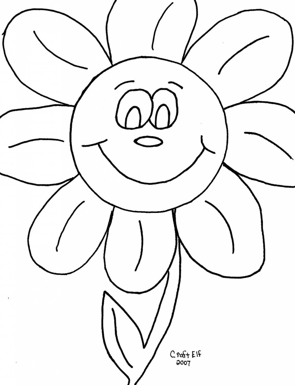 Radiant coloring page flower seven-flower template