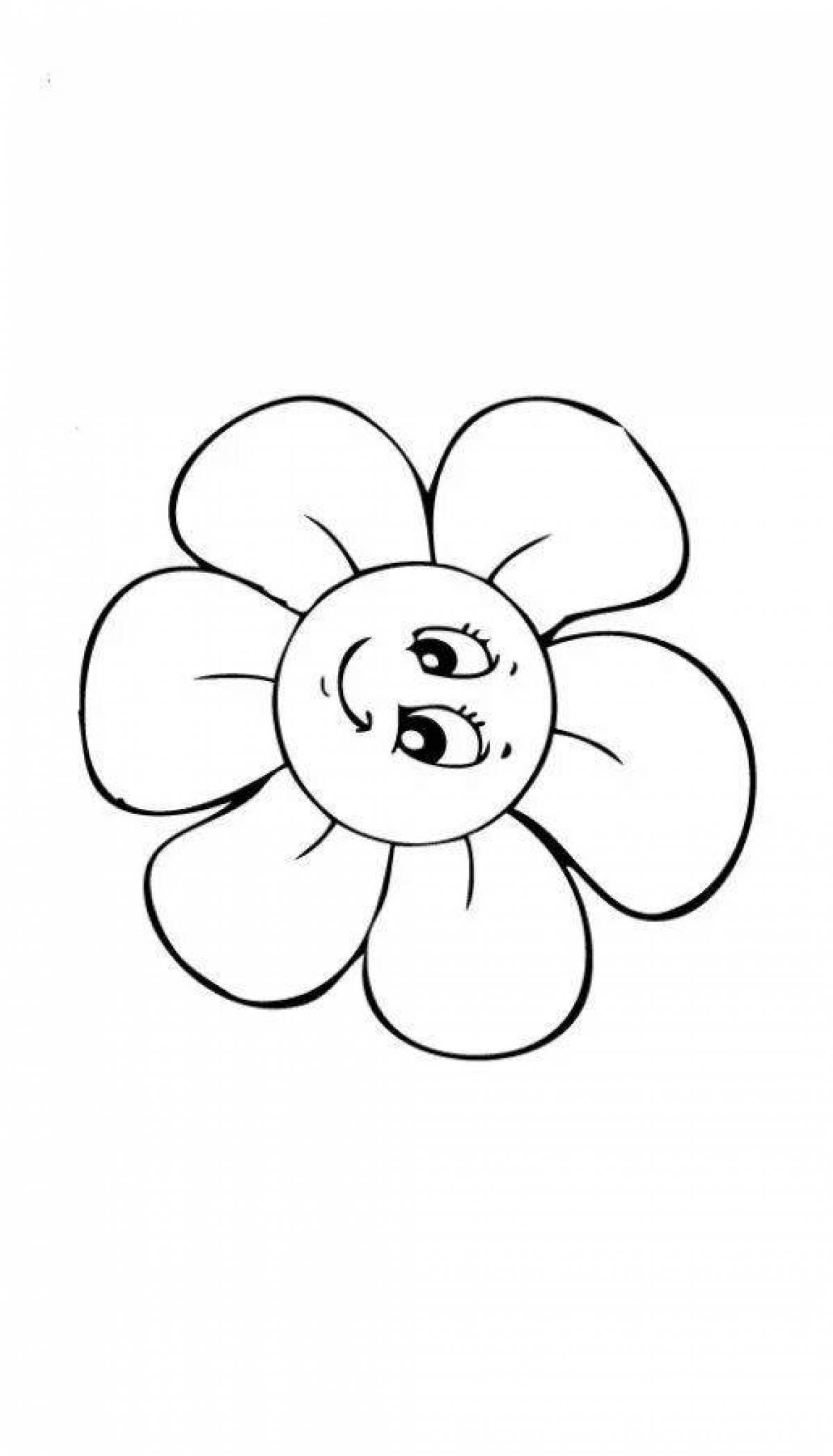 Joyful coloring flower template with seven colors