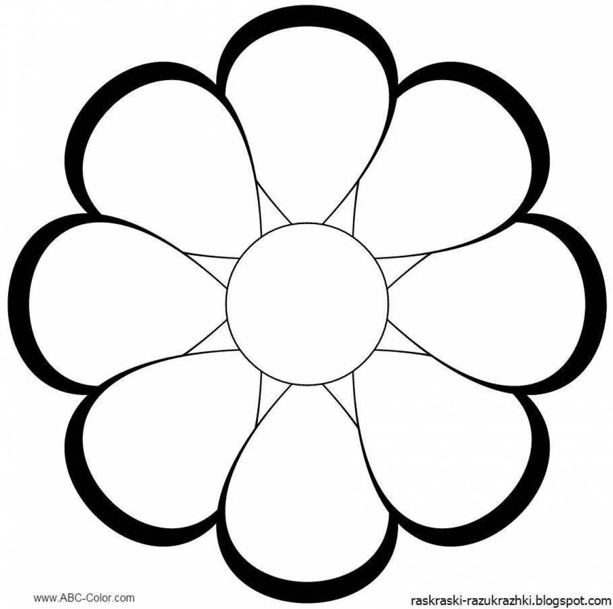 Adorable coloring book flower template with seven colors