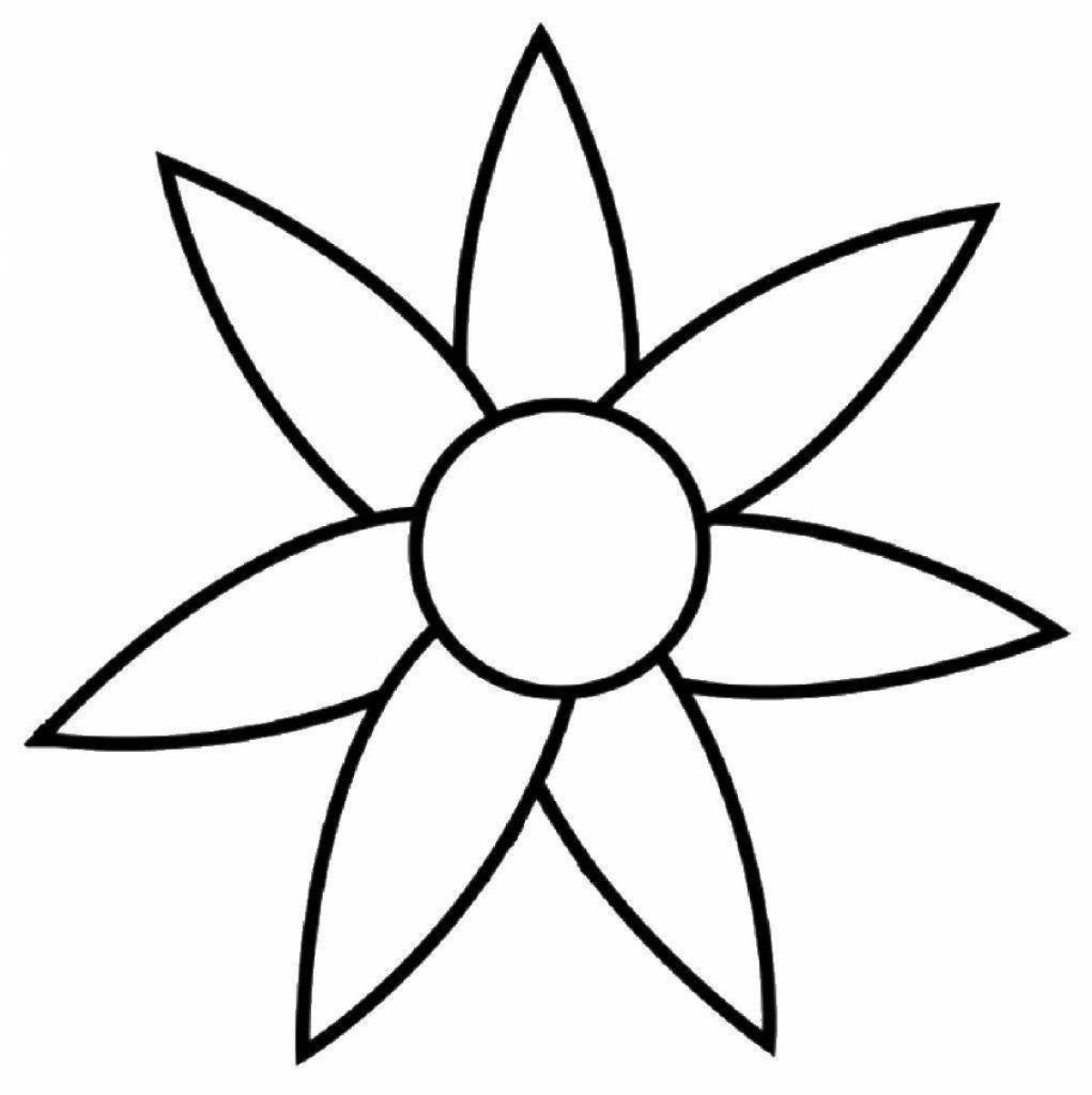 Fantastic coloring book template flower with seven colors