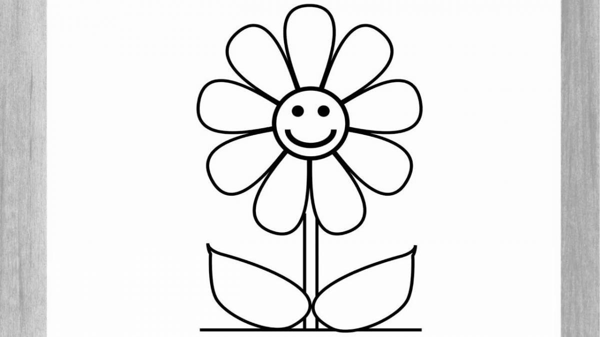Playful coloring flower template with seven colors