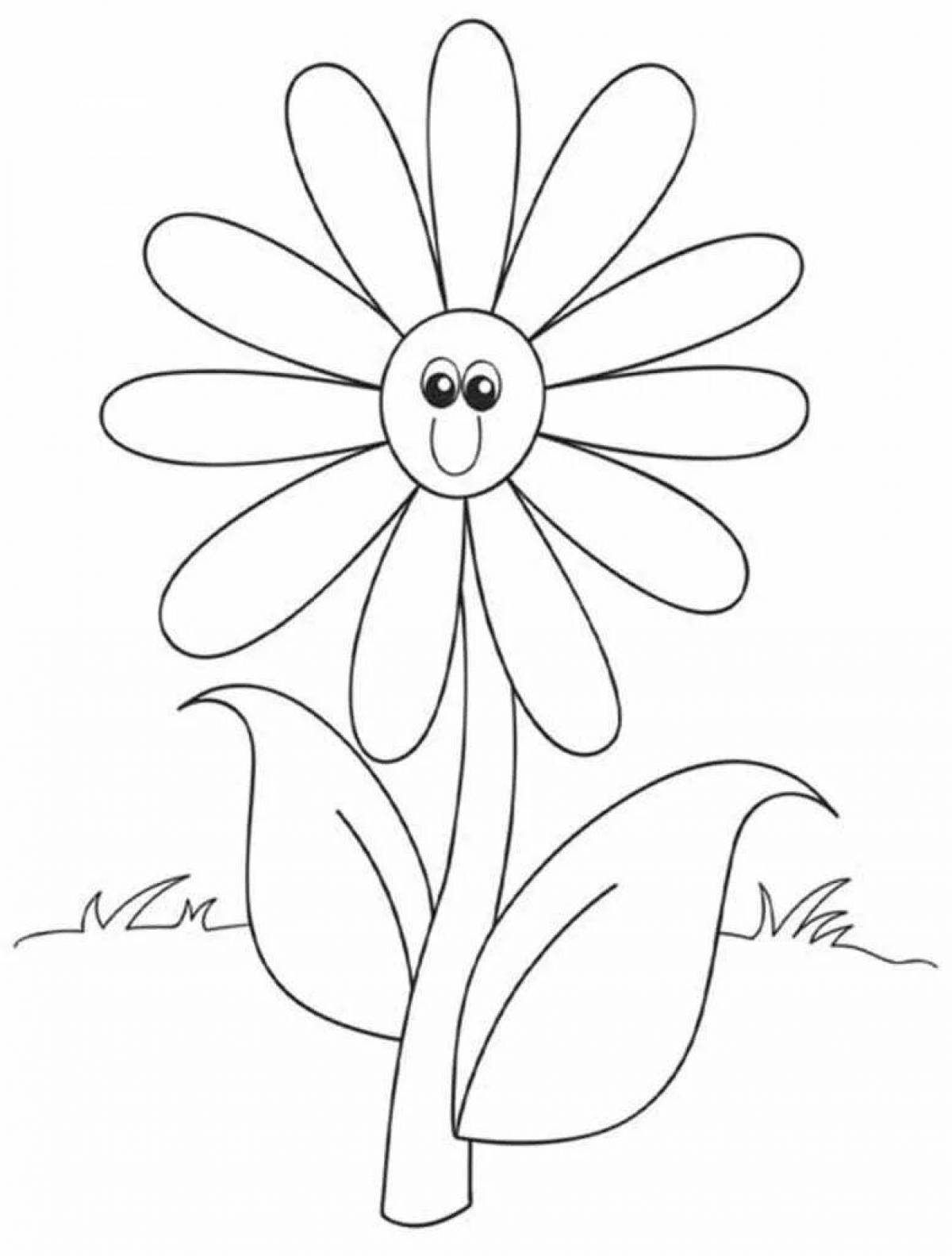 Elegant flower coloring page with seven colors template