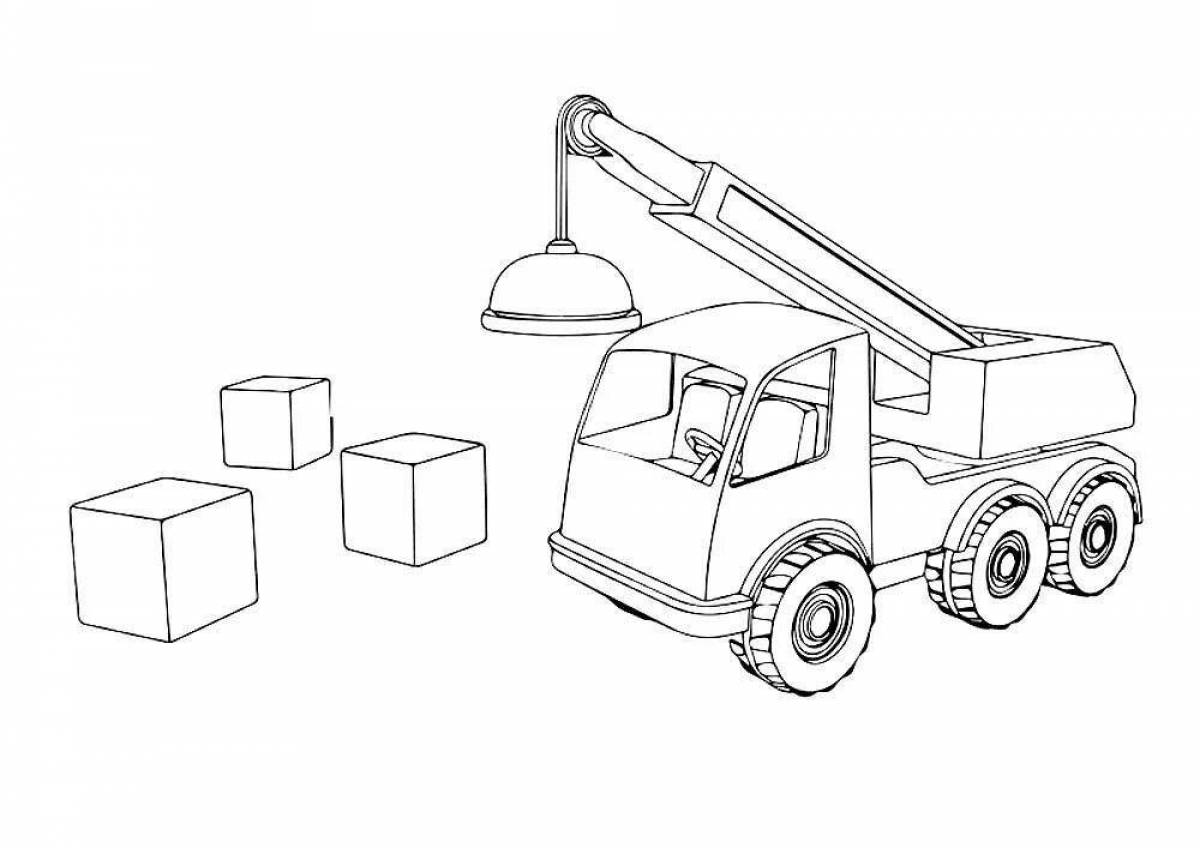 Colorful coloring page left truck tow truck
