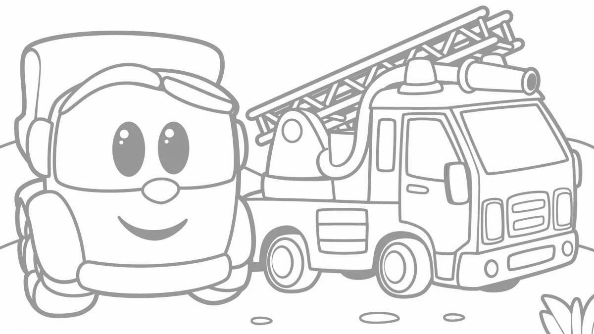 Coloring book fat left truck tow truck