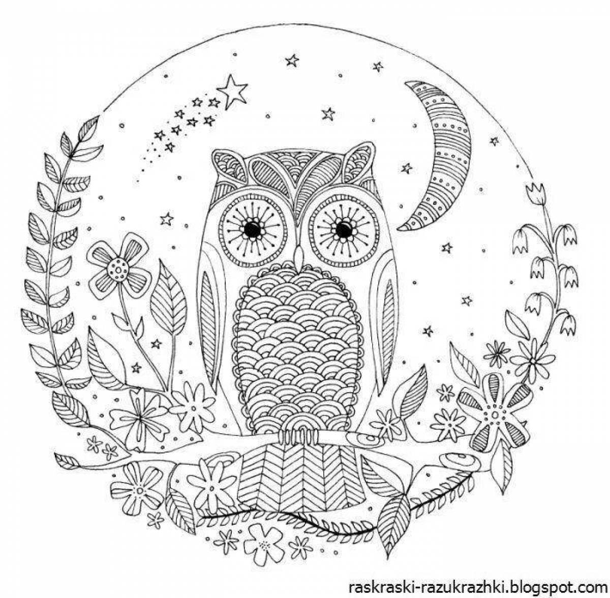 Exquisite owl coloring pages