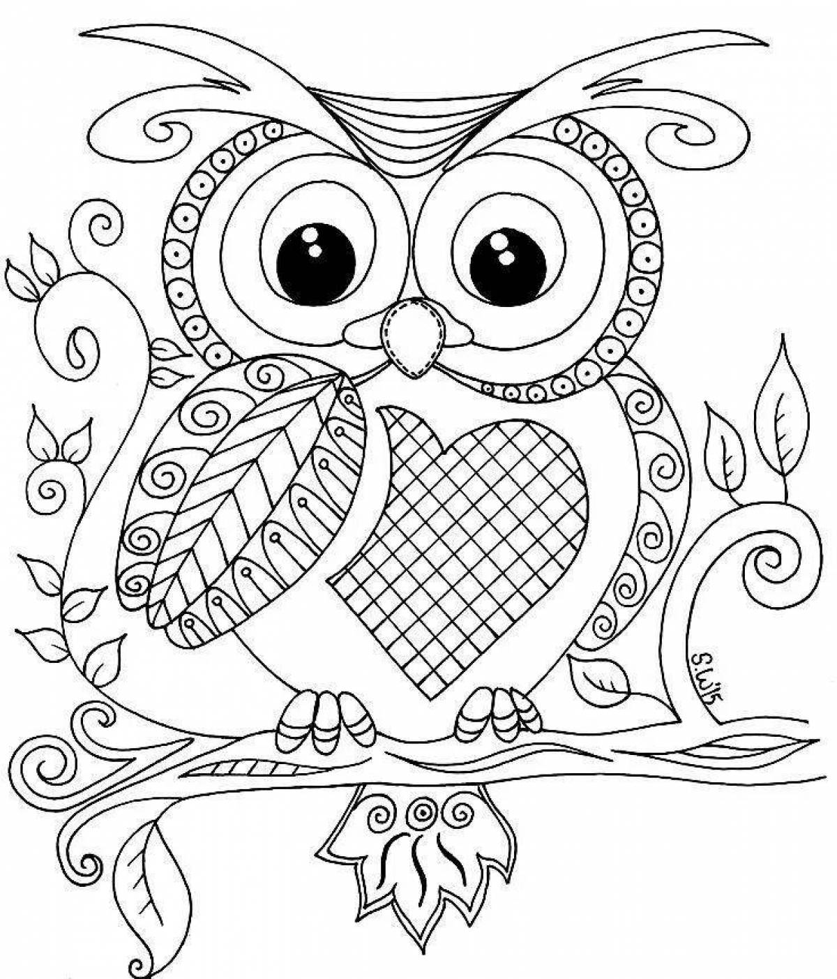 Owl glitter coloring pages