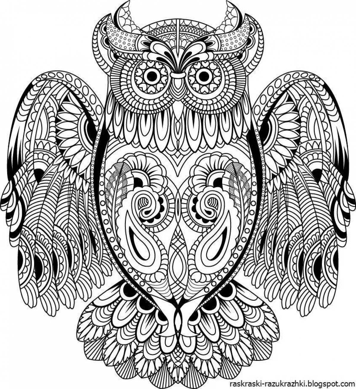 Intriguing owl coloring book