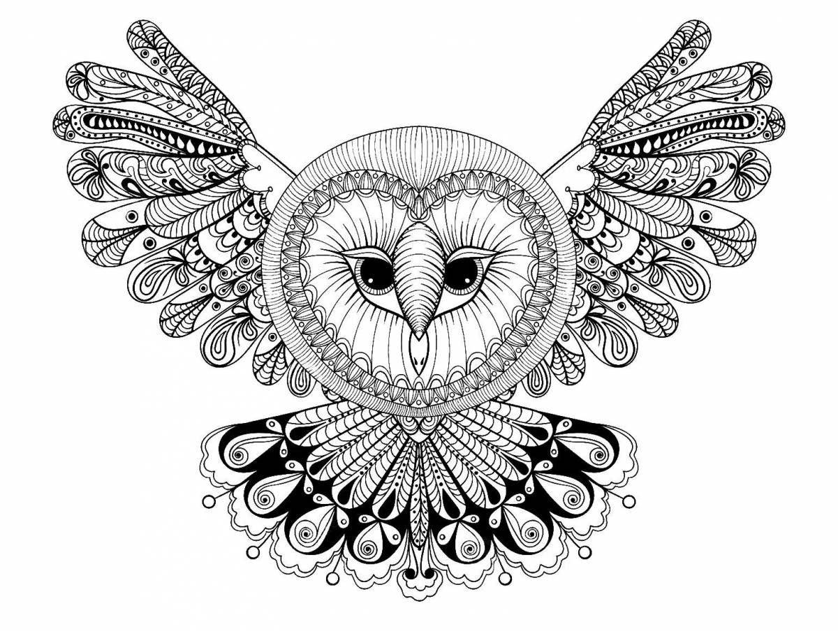 Hypnotic owl coloring book