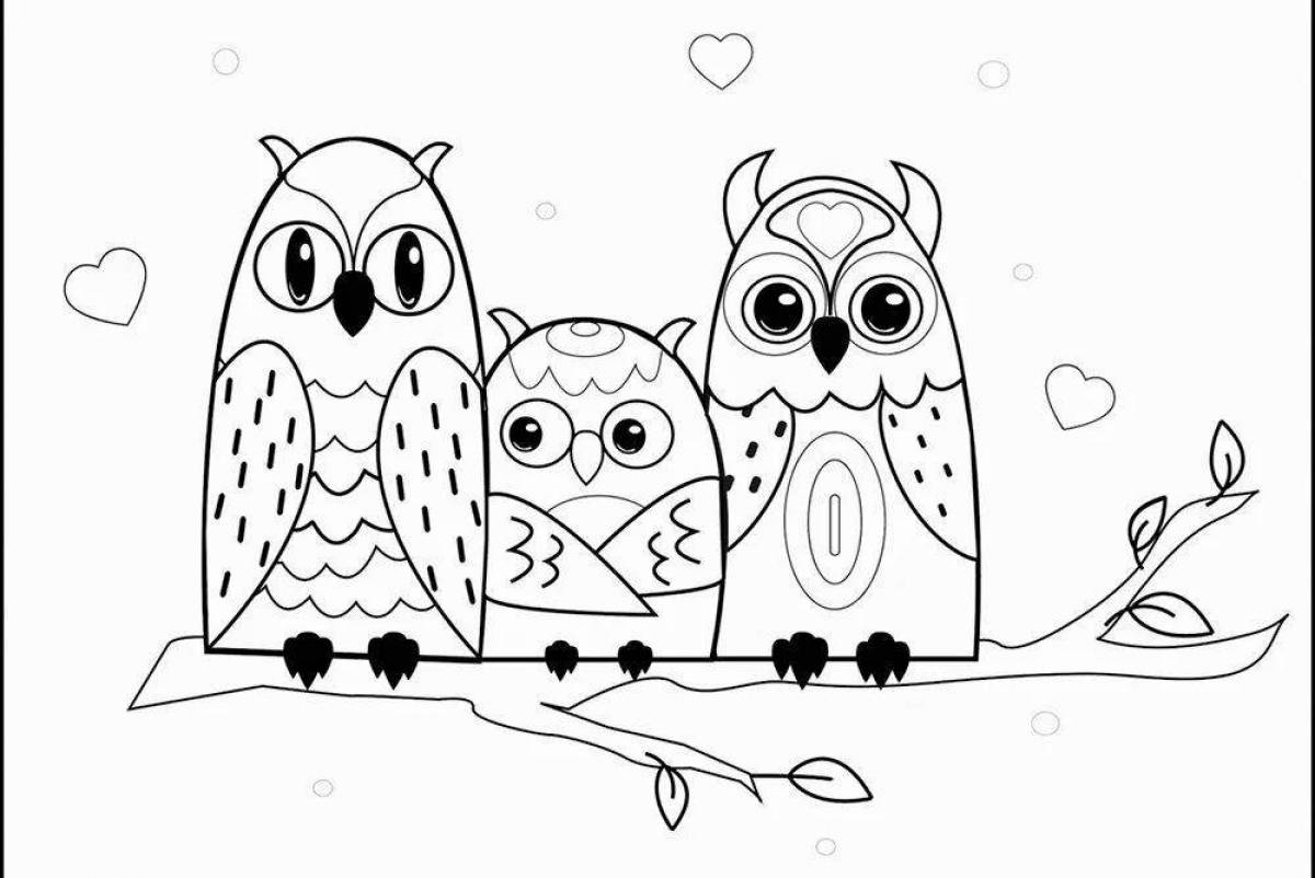 Riotous owl coloring pages