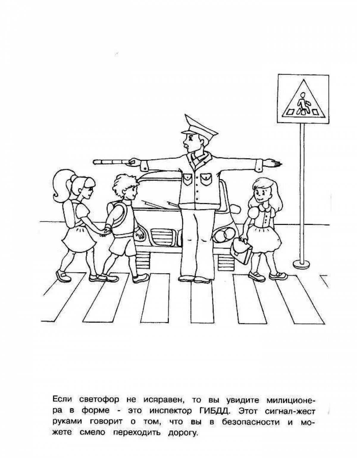 Adorable 1st grade traffic rules coloring page