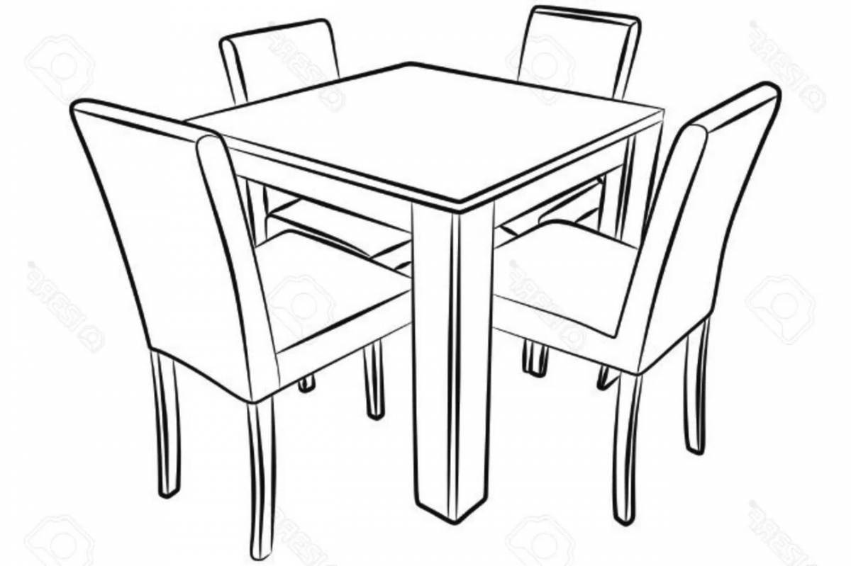 Colouring bright table and chair