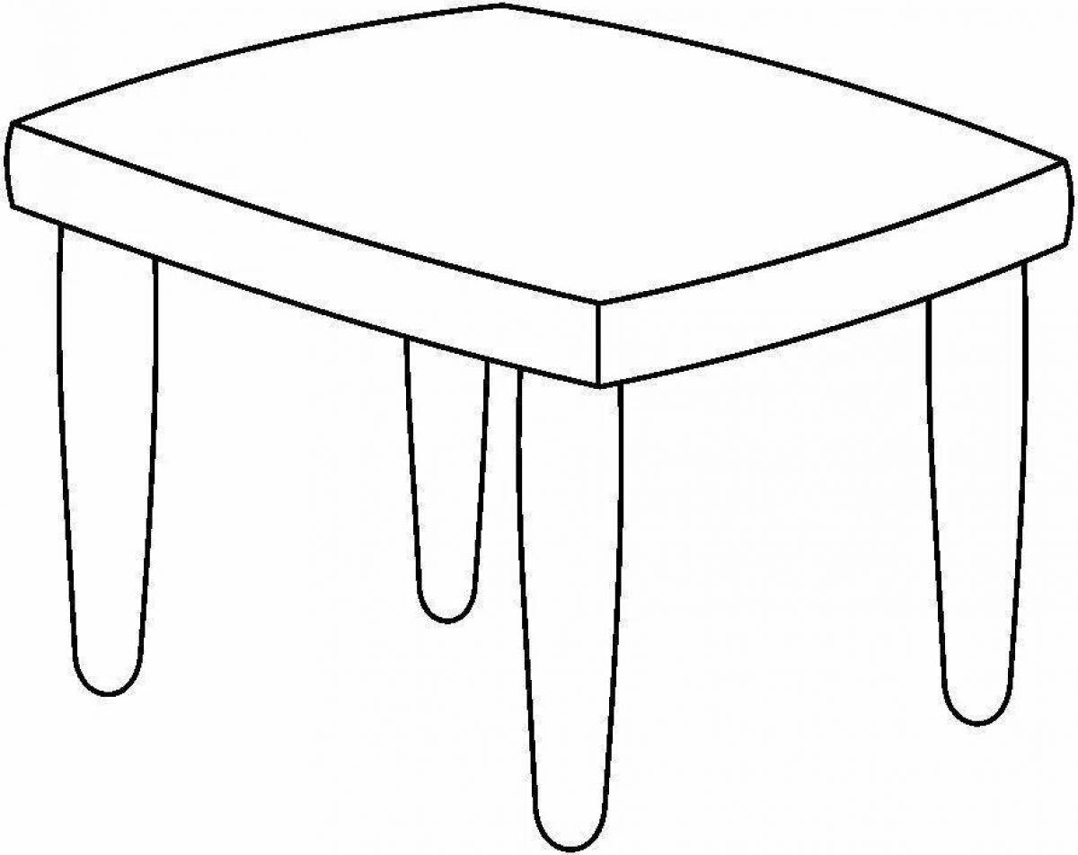 Joyful table and chair coloring page