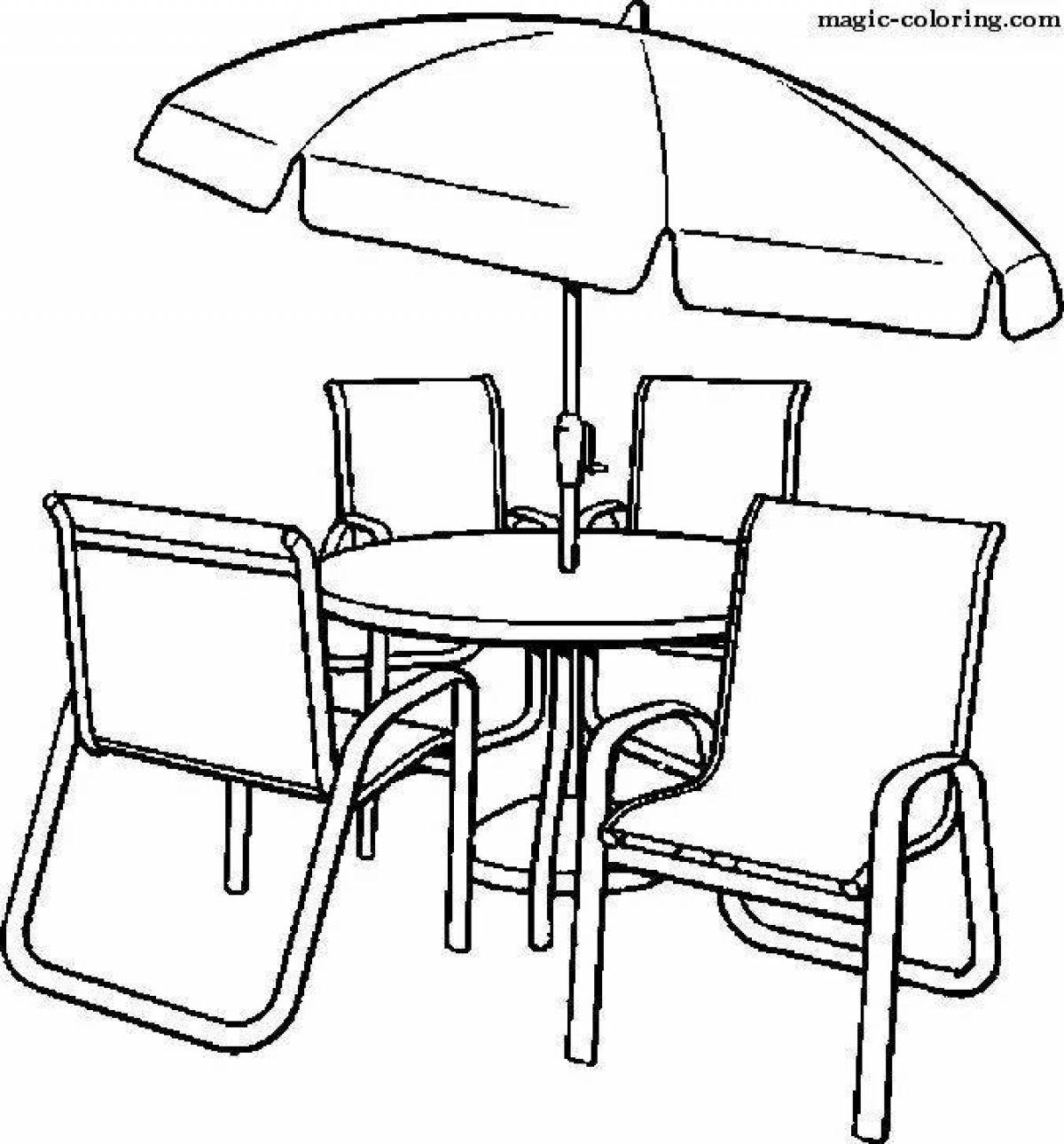 Playful table and chair coloring page